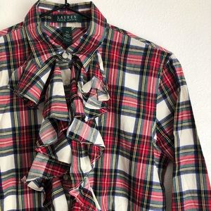 Lauren Ralph Lauren | plaid ruffled button down